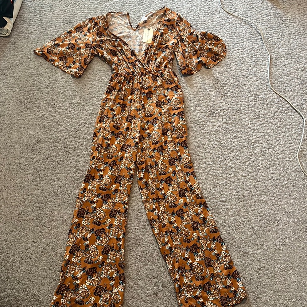 Band of Gypsies Mustard Floral Jumpsuit